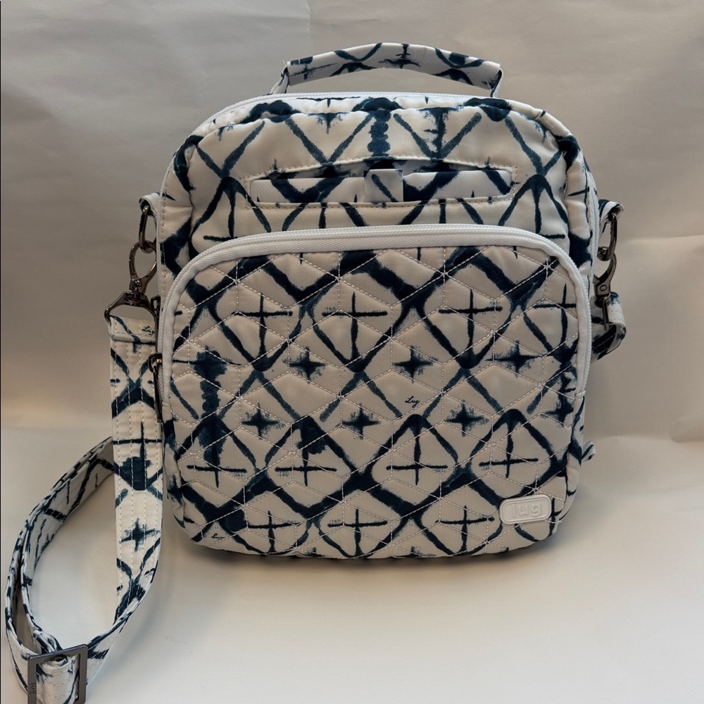 Lug Navy and White Patterned Shoulder Bag